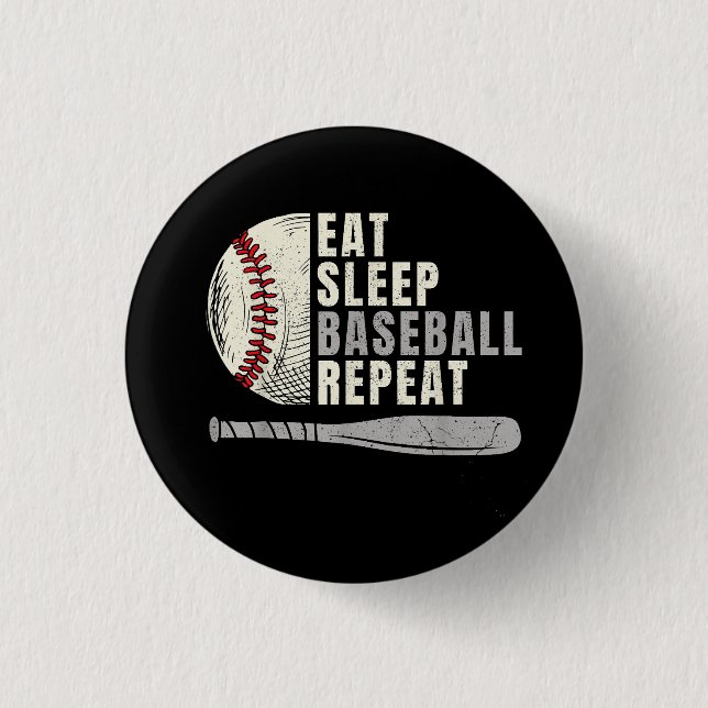 Eat Sleep Baseball Wiederholung Funny Baseball Pla Button (Vorderseite)