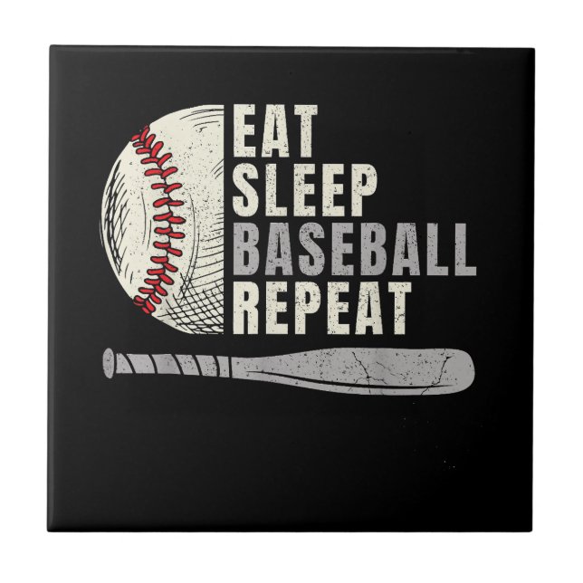 Eat Sleep Baseball Wiederholung Funny Baseball Pla Fliese (Vorderseite)