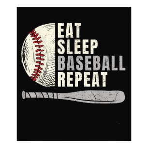 Eat Sleep Baseball Wiederholung Funny Baseball Pla Fotodruck