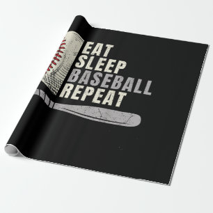 Eat Sleep Baseball Wiederholung Funny Baseball Pla Geschenkpapier