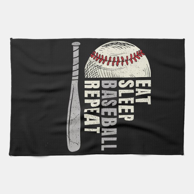 Eat Sleep Baseball Wiederholung Funny Baseball Pla Geschirrtuch (Horizontal)