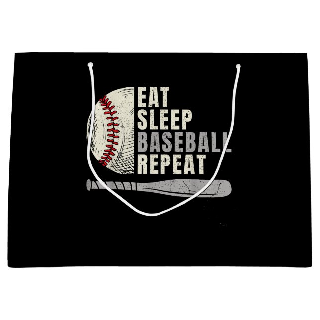 Eat Sleep Baseball Wiederholung Funny Baseball Pla Große Geschenktüte (Vorderseite)