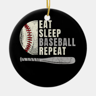 Eat Sleep Baseball Wiederholung Funny Baseball Pla Keramik Ornament