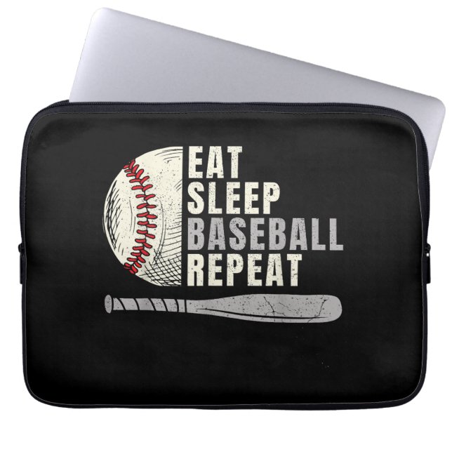 Eat Sleep Baseball Wiederholung Funny Baseball Pla Laptopschutzhülle (Vorderseite)