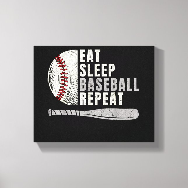 Eat Sleep Baseball Wiederholung Funny Baseball Pla Leinwanddruck (Vorderseite)