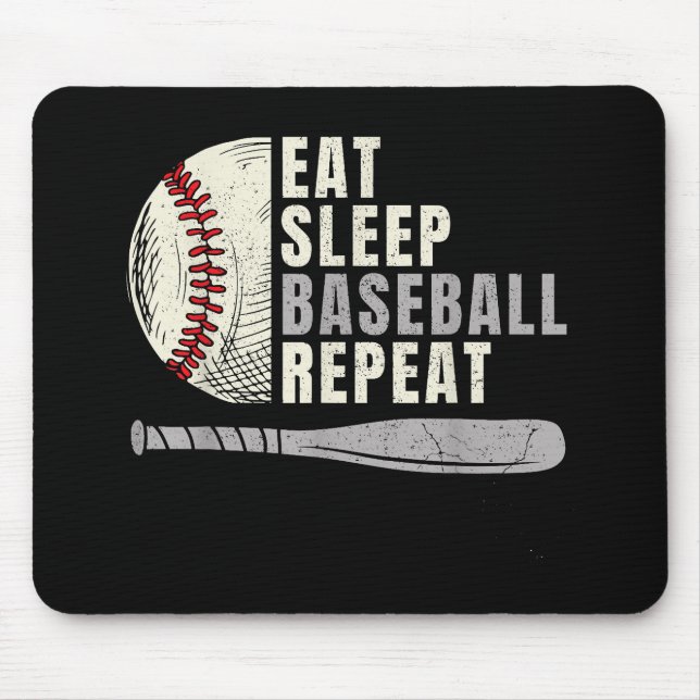 Eat Sleep Baseball Wiederholung Funny Baseball Pla Mousepad (Vorne)