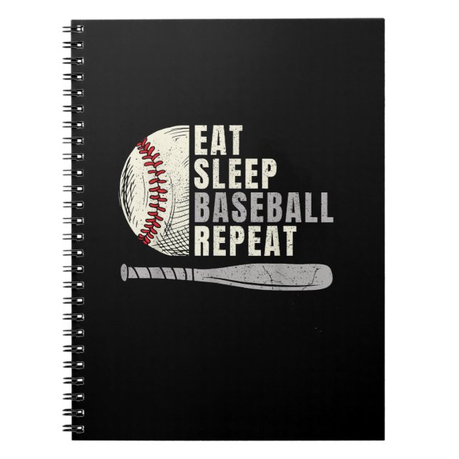 Eat Sleep Baseball Wiederholung Funny Baseball Pla Notizblock (Vorderseite)
