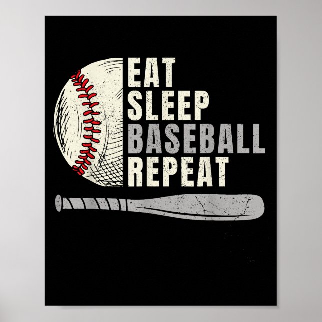 Eat Sleep Baseball Wiederholung Funny Baseball Pla Poster (Vorne)