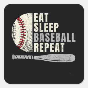 Eat Sleep Baseball Wiederholung Funny Baseball Pla Quadratischer Aufkleber