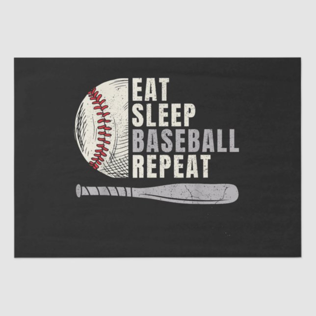 Eat Sleep Baseball Wiederholung Funny Baseball Pla Seidenpapier (Vorderseite)