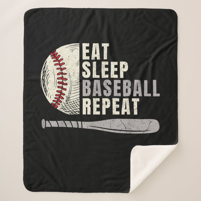 Eat Sleep Baseball Wiederholung Funny Baseball Pla Sherpadecke (Vorderseite)