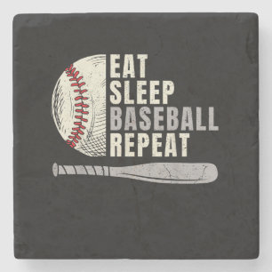 Eat Sleep Baseball Wiederholung Funny Baseball Pla Steinuntersetzer