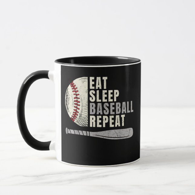 Eat Sleep Baseball Wiederholung Funny Baseball Pla Tasse (Links)