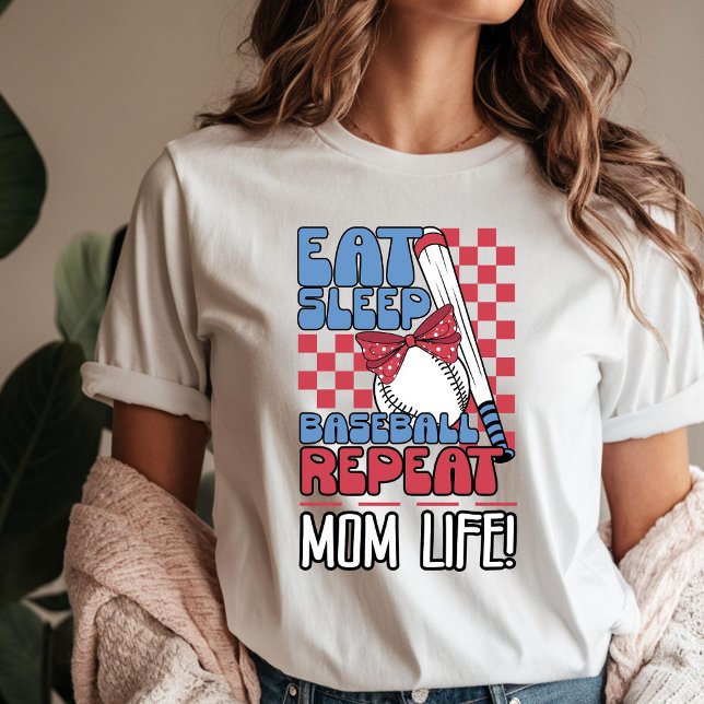 Eat Sleep Baseball Wiederholung, Mama Life T-Shirt (Von Creator hochgeladen)