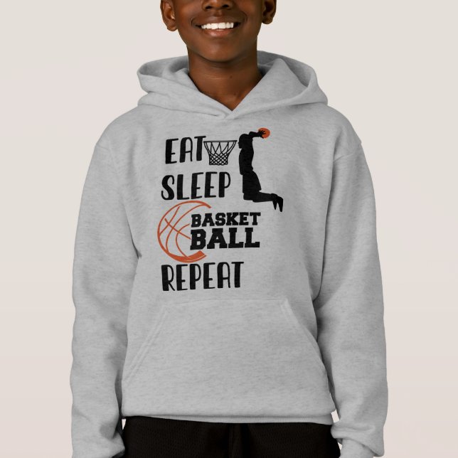 Eat.Sleep.Basketball.Wiederholen Hoodie (Vorderseite)