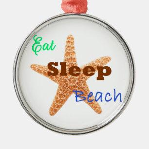 Eat Sleep Beach - Kreis/Rotes Ornament Aus Metall