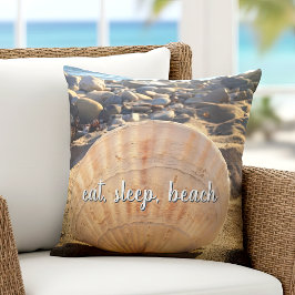 Eat Sleep Beach Seashell California Foto Skript Kissen