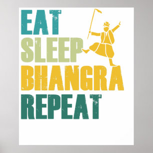 Eat Sleep Bhangra Repeat Lustige Tanzende Punjabi Poster