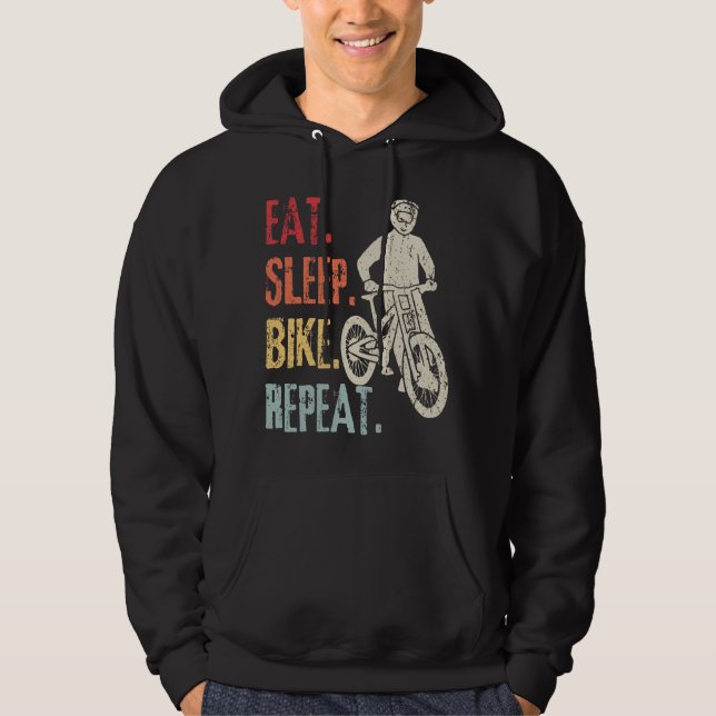 Eat Sleep Bike Wiederholung Retro Bike Mountainbik Hoodie (Vorderseite)