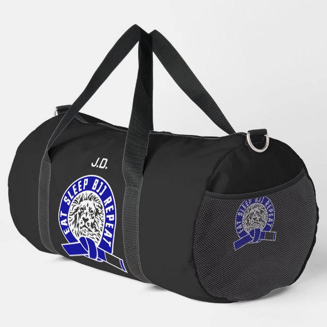Eat Sleep BJJ Repeat - Blue Belt "Customizable" Duffle Bag (Rechte Ecke)