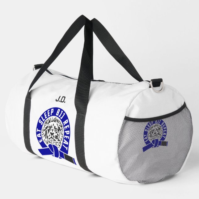 Eat Sleep BJJ Repeat - Blue Belt "Customizable" Duffle Bag (Rechte Ecke)