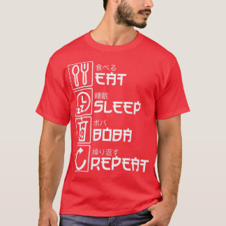 Eat Sleep Boba Wiederholung Anime Bubble Tea Manga T-Shirt