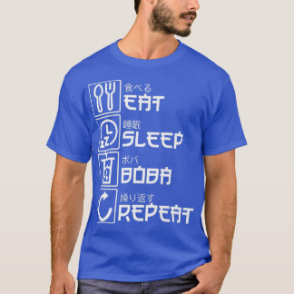 Eat Sleep Boba Wiederholung Anime Bubble Tea Manga T-Shirt