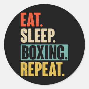 Eat Sleep Boxen Repeat - Lustiges Retro Vintage Bo Runder Aufkleber