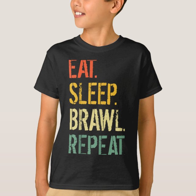 Eat Sleep Brawl Repeat Stars Funny Video Gamer Gam T-Shirt (Vorderseite)