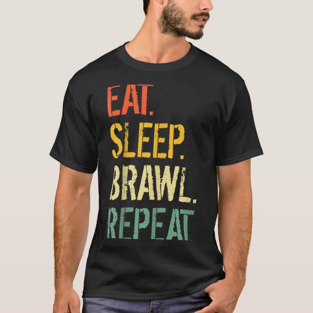 Eat Sleep Brawl Repeat Stars Funny Video Gamer Gam T-Shirt (Vorderseite)