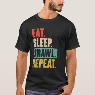 Eat Sleep Brawl Wiederholen Funny Retro Video Gami T-Shirt