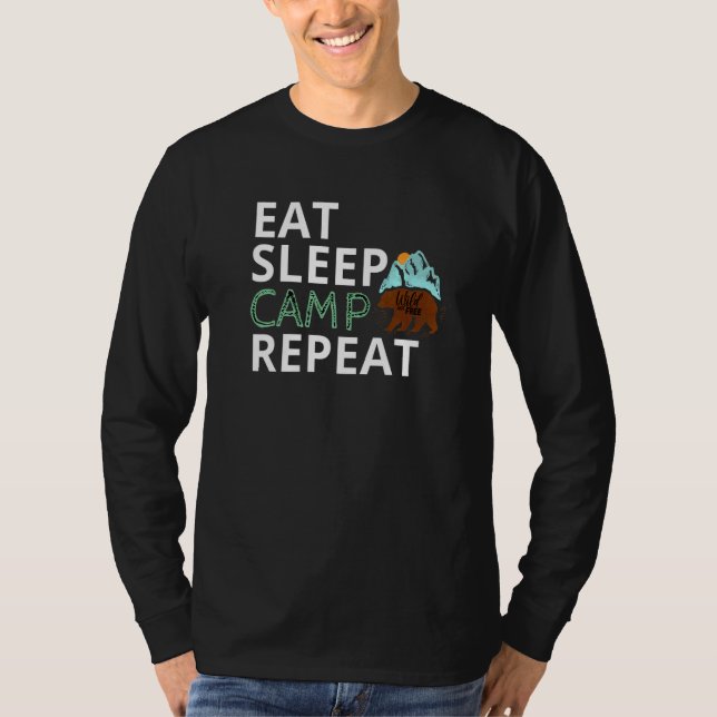 Eat Sleep Camp Repeat Campers Hiking  Camping T-Shirt (Vorderseite)