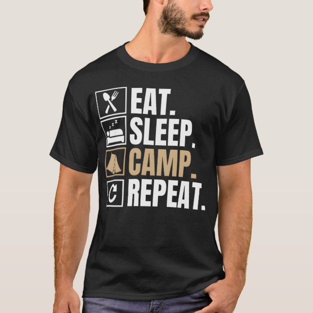 eat sleep camp repeat girl T-Shirt (Vorderseite)