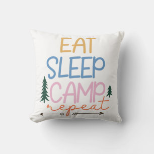 Eat Sleep Camp Wiederholung Funny Kissen
