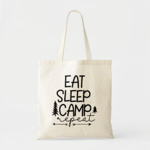 Eat Sleep Camp Wiederholung Funny Tragetasche
