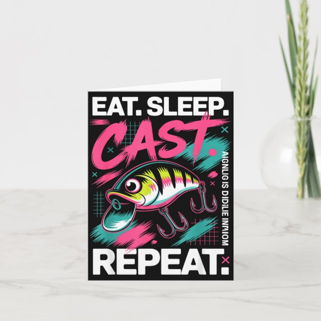 Eat Sleep Cast Repeat Fishing Lover Men Dad Christ Karte (Vorderseite)