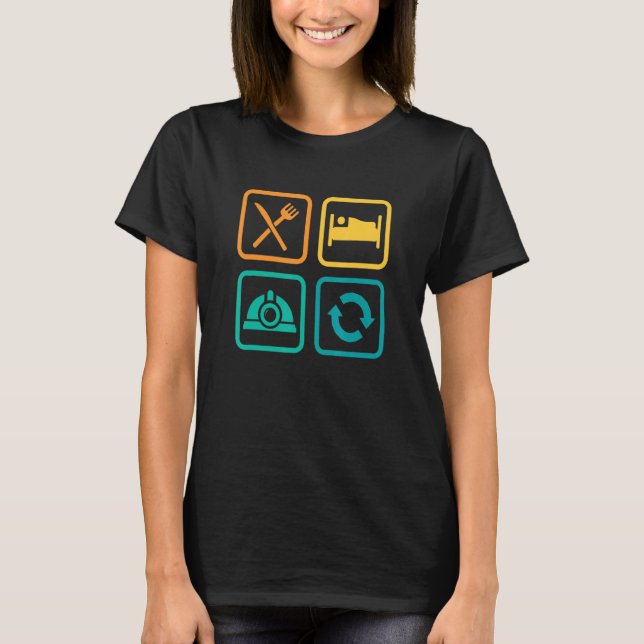 Eat Sleep Cave Repeat Caver Speleology Spelunking  T-Shirt (Vorderseite)