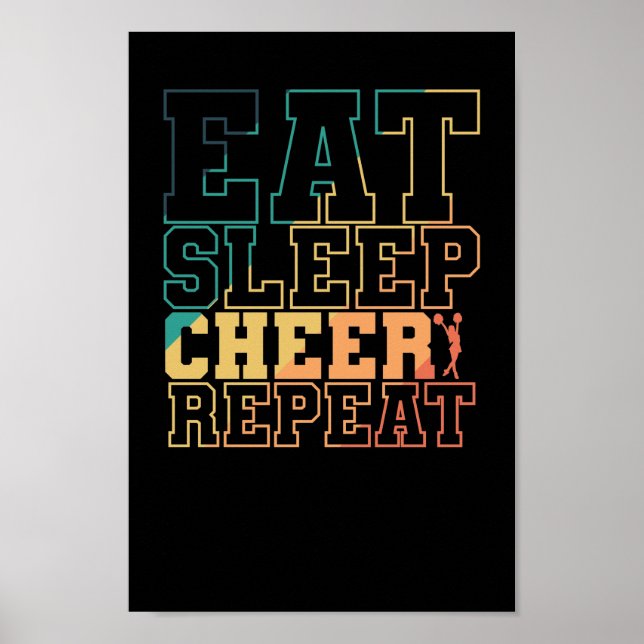 Eat Sleep Cheer Repeat Cheerleader Sport turnen Poster (Vorne)