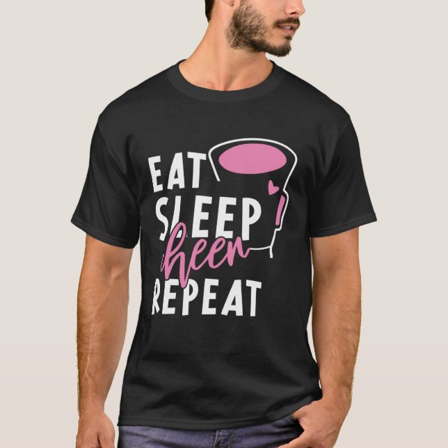 Eat Sleep Cheer Repeat Cheerleading Cheerleader Wo T-Shirt (Vorderseite)