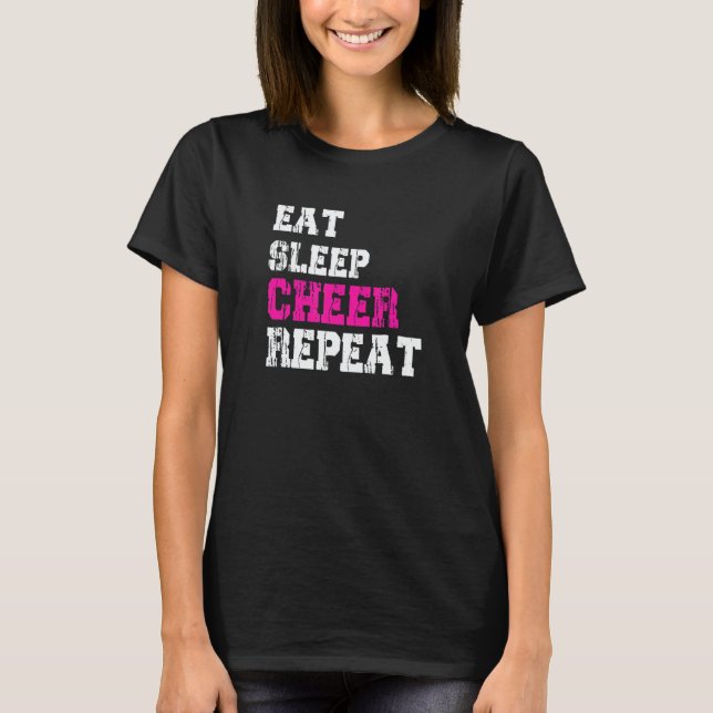 Eat Sleep Cheer Repeat Cheerleading T-Shirt (Vorderseite)