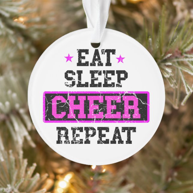 Eat Sleep Cheer Wiederholung Cheerleader Foto Orna Ornament (Baum)