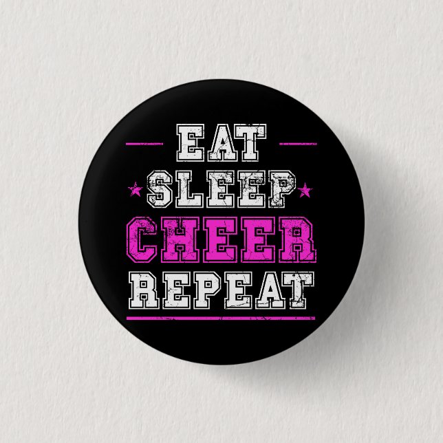 Eat Sleep Cheerleader Button wiederholen (Vorderseite)