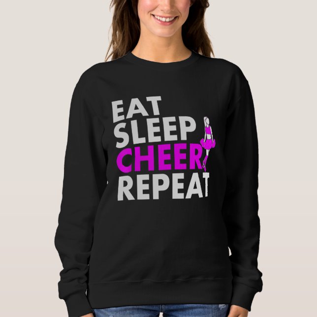 Eat Sleep Cheerleader Wiederholen Sweatshirt (Vorderseite)