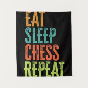 eat Sleep Chess Repeat Master Coach Legend Wandteppich