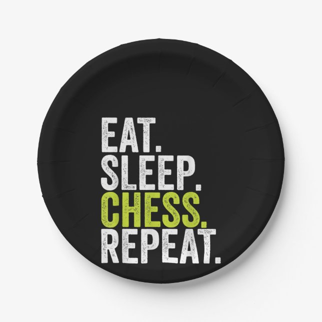 Eat Sleep Chess Repeat Player Board Kids Boy Game Pappteller (Vorderseite)