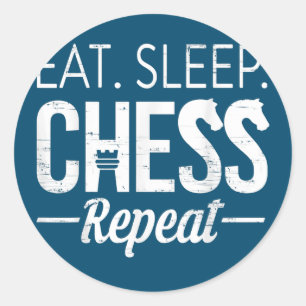 Eat Sleep Chess Repeat Player Board Kids Boy Game Runder Aufkleber