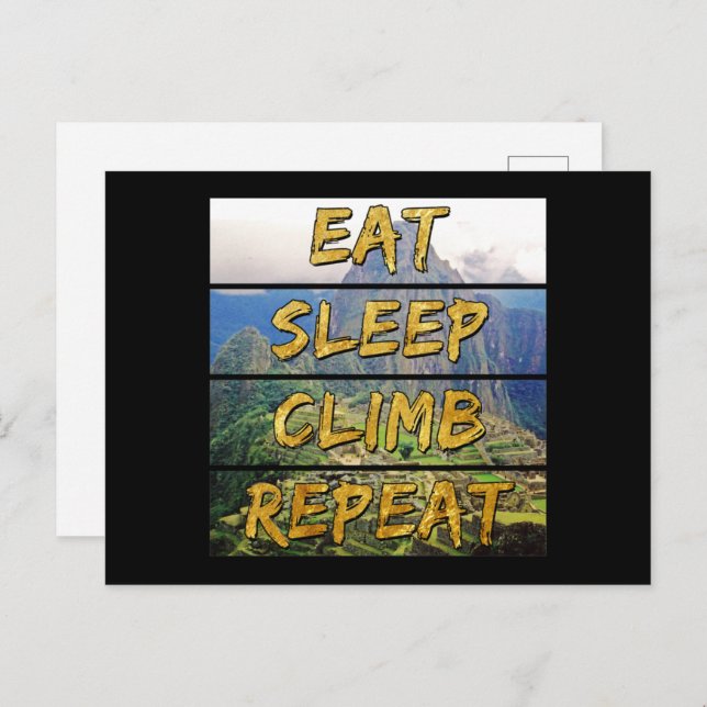 Eat Sleep Climb Repeat - Machu Picchu, Peru Postkarte (Vorne/Hinten)