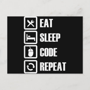 Eat Sleep Code Repeat Coding Programming Engineer Einladungspostkarte