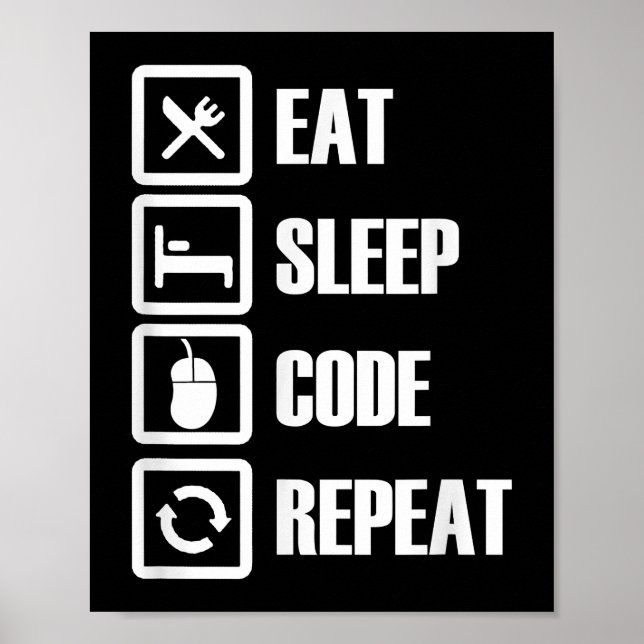 Eat Sleep Code Repeat Coding Programming Engineer Poster (Vorne)