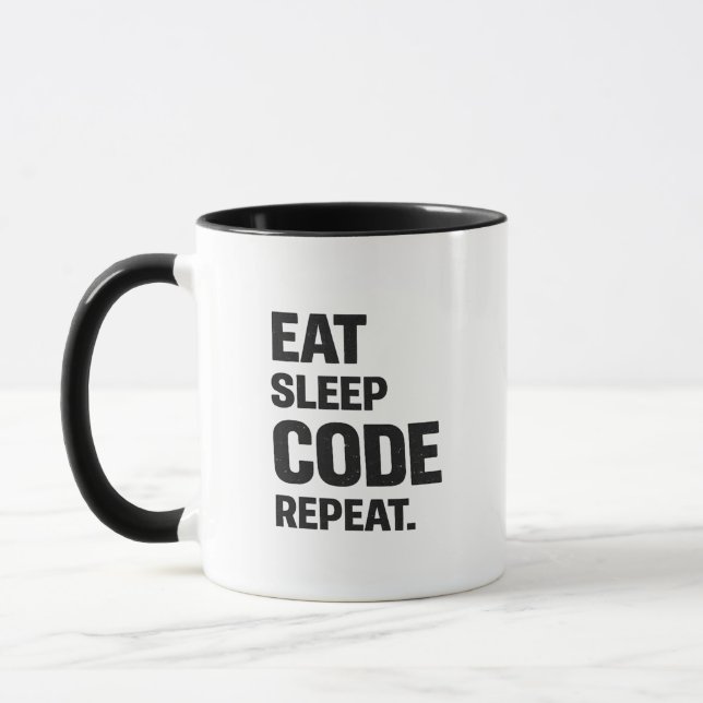 Eat Sleep Code Repeat – Funny Programmer Humor Tasse (Links)